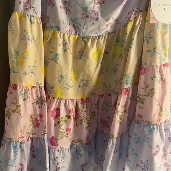 LoveShackFancy Floral Mini Dress in Pink and Purple - Picture 4 of 5